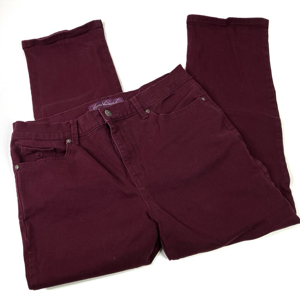 Gloria Vanderbilt | Amanda Jeans Tapered Maroon Cotton Spandex Womens 12PS
